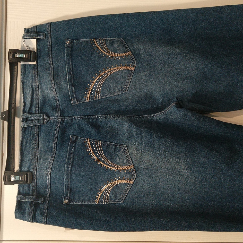 Curve Appeal High Rise Flare Classic Blue Jeans Women's Sz 14/30 NWT Comfy, Y2K - Picture 9 of 14
